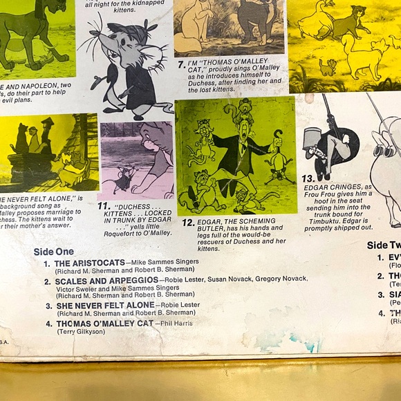 WALT DISNEY PRODUCTIONS VTG 1970 THE ARISTOCATS DISNEYLAND VINYL RECORD DQ-1333 - Picture 14 of 16